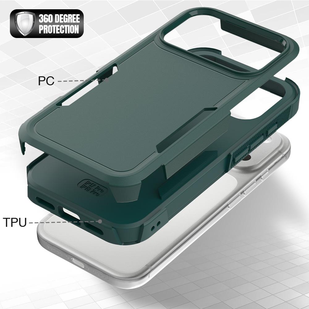 Compatible with iPhone 18 Pro 2 in 1 PC + TPU Phone Case - Dark Green