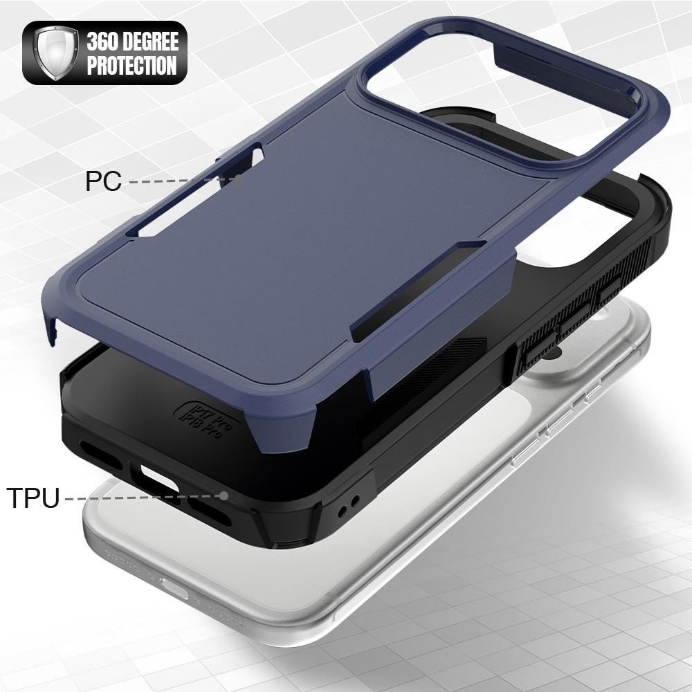 Compatible with iPhone 18 Pro 2 in 1 PC + TPU Phone Case - Dark Blue