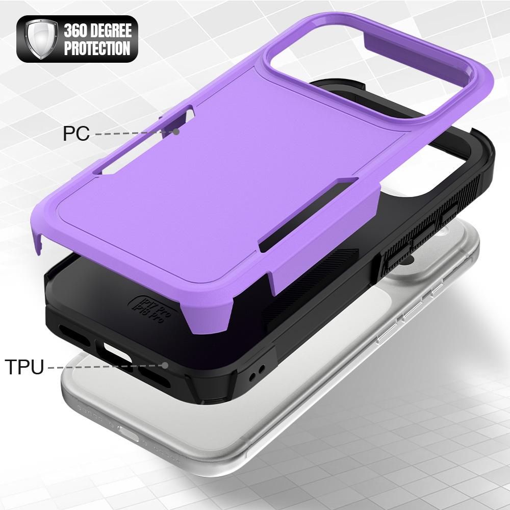 Compatible with iPhone 18 Pro 2 in 1 PC + TPU Phone Case - Purple