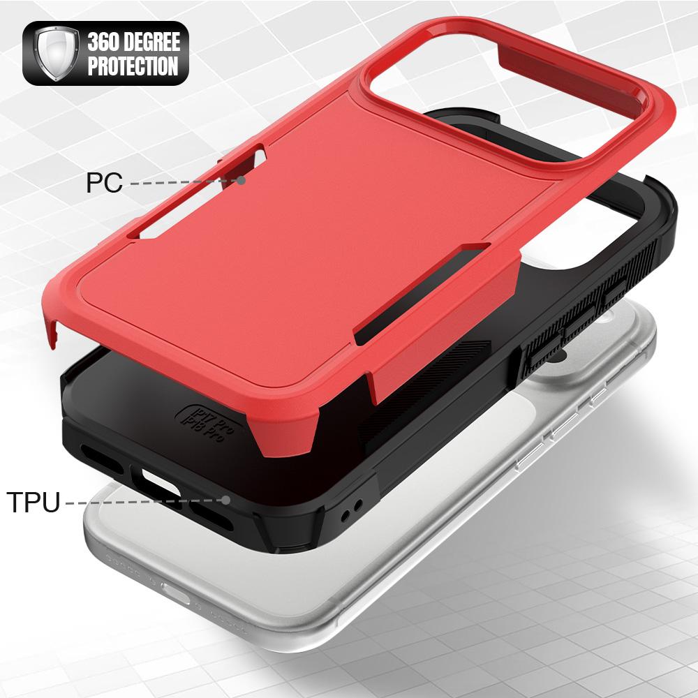 Compatible with iPhone 18 Pro 2 in 1 PC + TPU Phone Case - Red