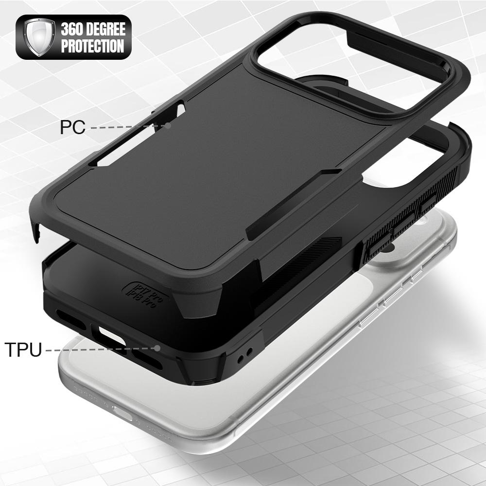 Compatible with iPhone 18 Pro 2 in 1 PC + TPU Phone Case - Black