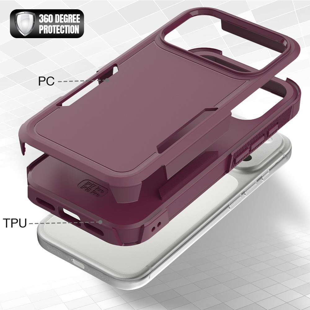 Compatible with iPhone 18 Pro 2 in 1 PC + TPU Phone Case - Cherry Red
