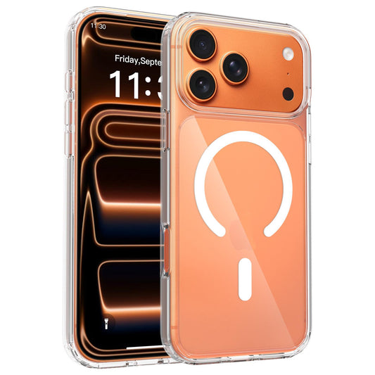 Compatible with iPhone 18 Pro Max Scratch-proof Acrylic 2.0mm Crystal Magnetic Phone Case - Transparent