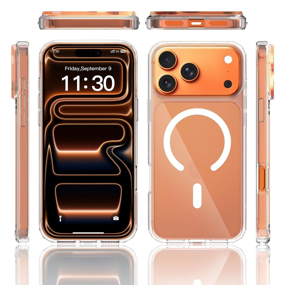 Compatible with iPhone 18 Pro Max Scratch-proof Acrylic 2.0mm Crystal Magnetic Phone Case - Transparent