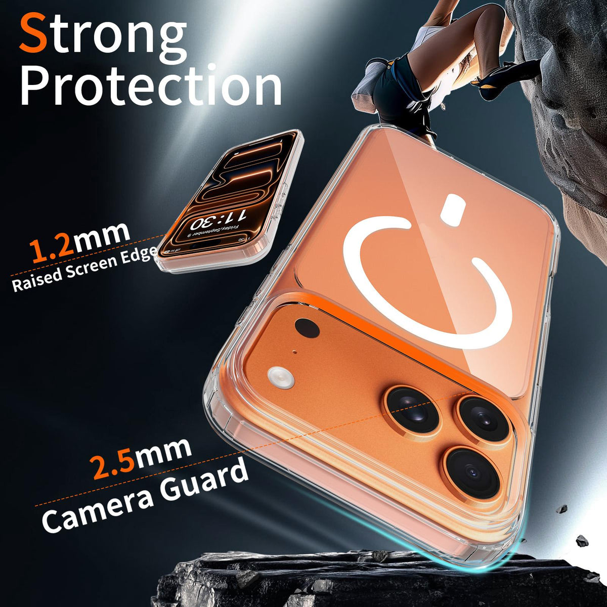 Compatible with iPhone 18 Pro Max Scratch-proof Acrylic 2.0mm Crystal Magnetic Phone Case - Transparent