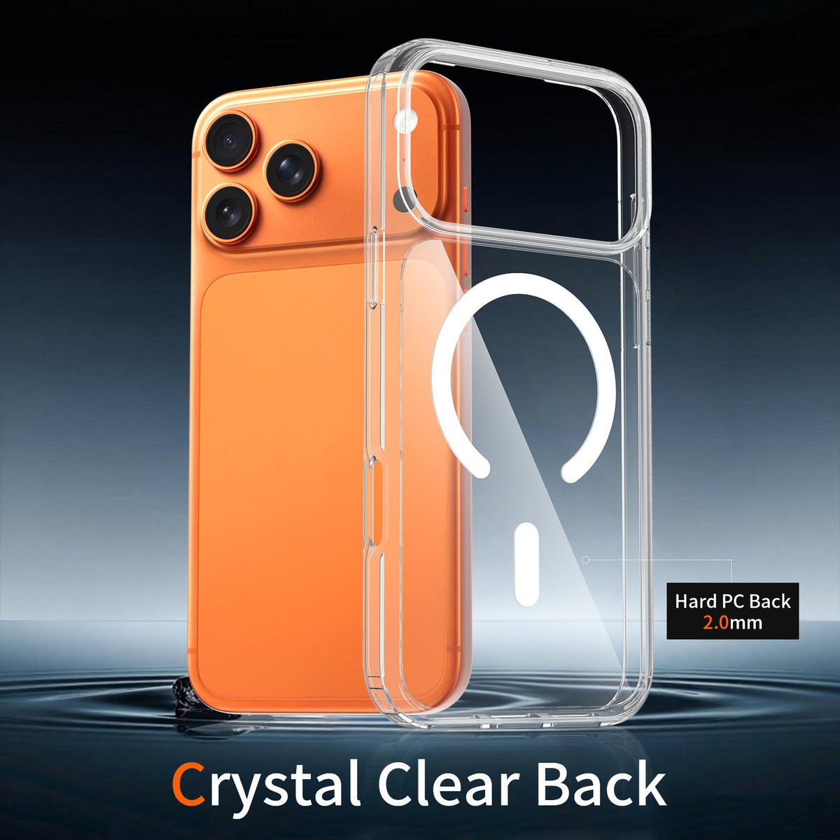Compatible with iPhone 18 Pro Max Scratch-proof Acrylic 2.0mm Crystal Magnetic Phone Case - Transparent