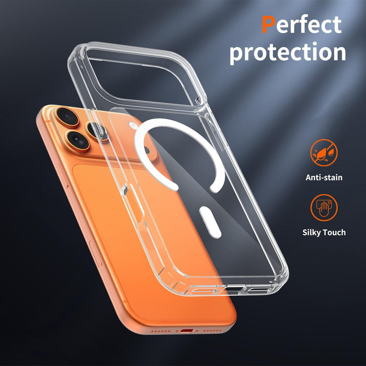Compatible with iPhone 18 Pro Max Scratch-proof Acrylic 2.0mm Crystal Magnetic Phone Case - Transparent