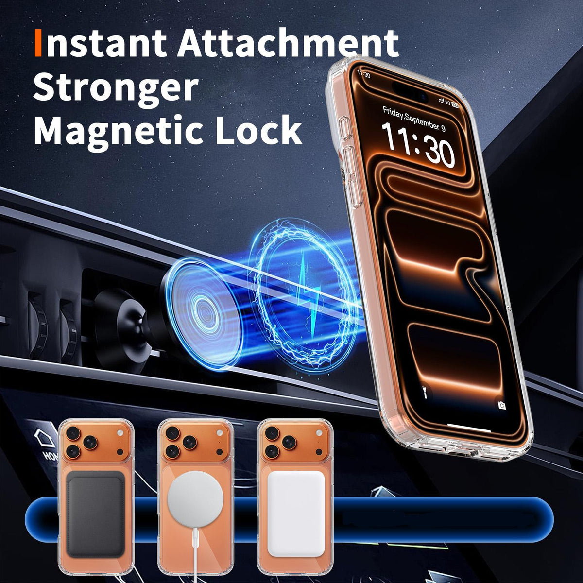 Compatible with iPhone 18 Pro Max Scratch-proof Acrylic 2.0mm Crystal Magnetic Phone Case - Transparent