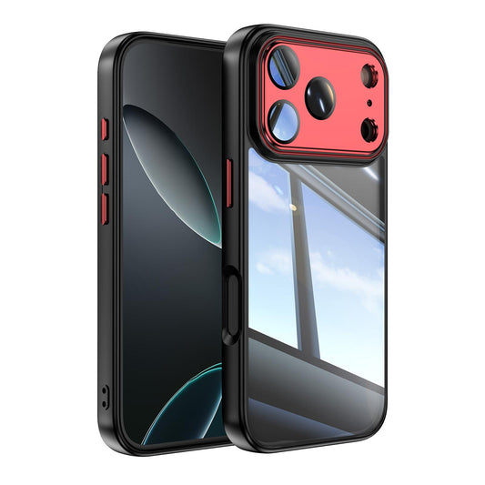 Compatible with iPhone 18 Pro Max Acrylic Dual-Layer TPU Armor Shockproof Phone Case - Black Red