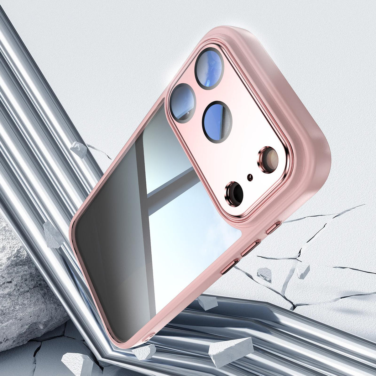 Compatible with iPhone 18 Pro Max Acrylic Dual-Layer TPU Armor Shockproof Phone Case - Pink