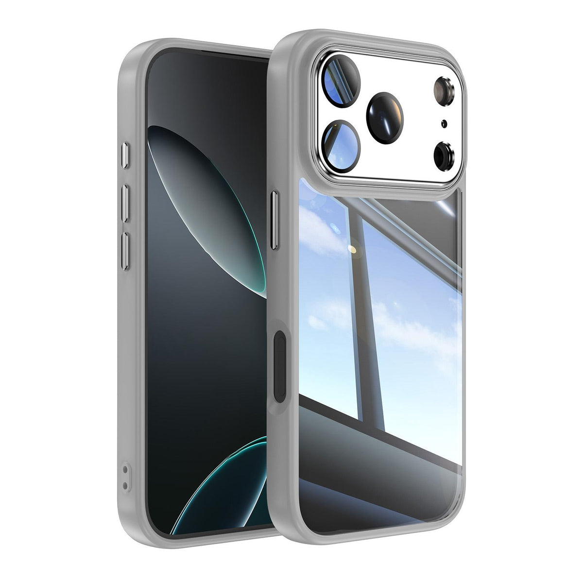 Compatible with iPhone 18 Pro Max Acrylic Dual-Layer TPU Armor Shockproof Phone Case - Grey