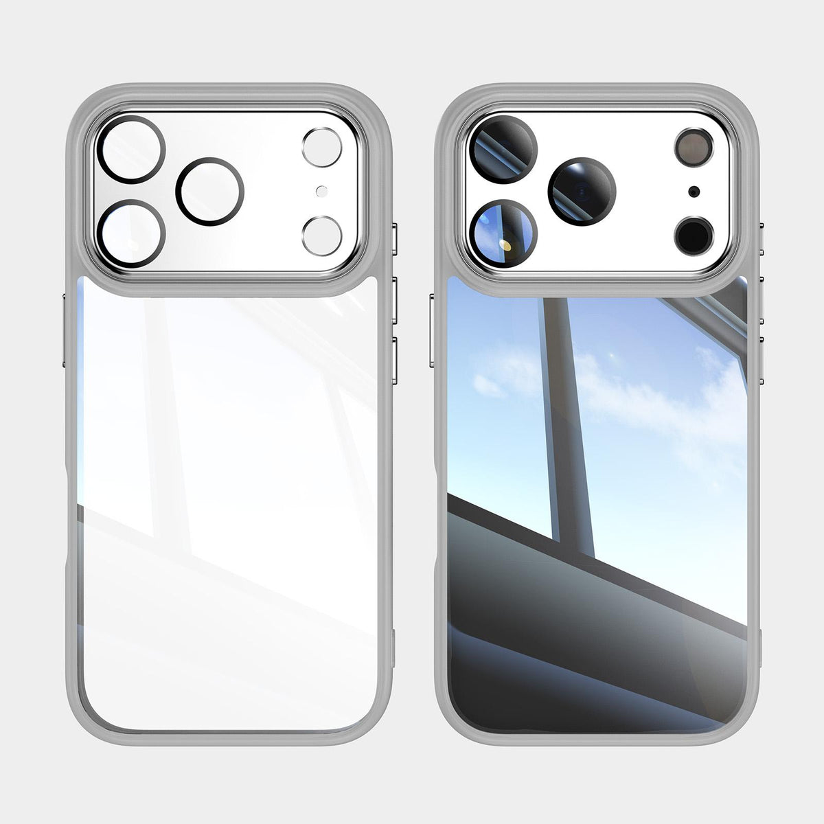 Compatible with iPhone 18 Pro Max Acrylic Dual-Layer TPU Armor Shockproof Phone Case - Grey