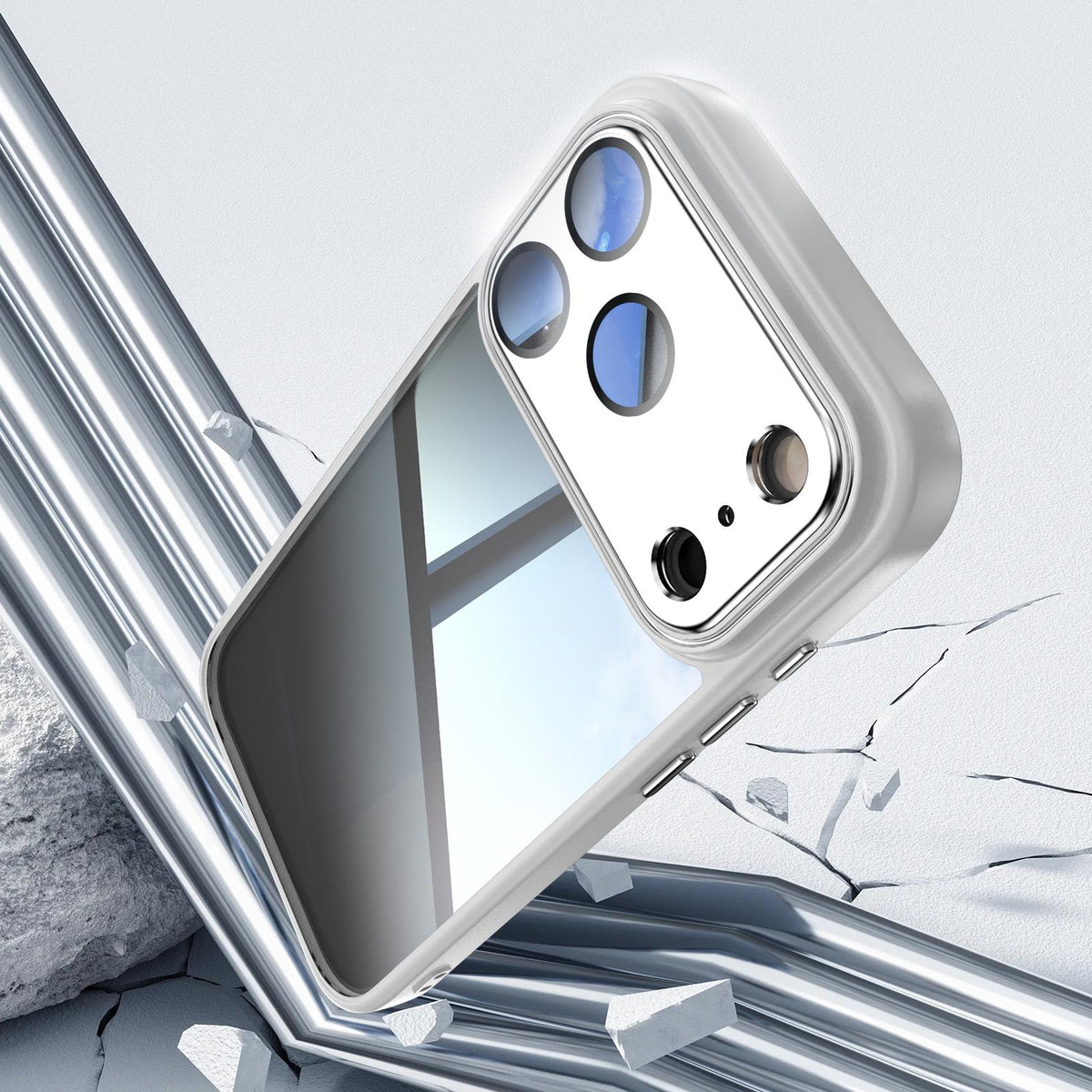 Compatible with iPhone 18 Pro Max Acrylic Dual-Layer TPU Armor Shockproof Phone Case - Grey