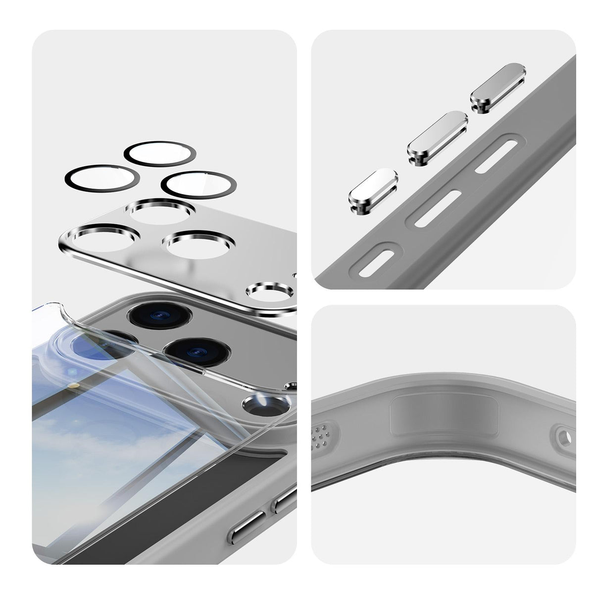 Compatible with iPhone 18 Pro Max Acrylic Dual-Layer TPU Armor Shockproof Phone Case - Grey