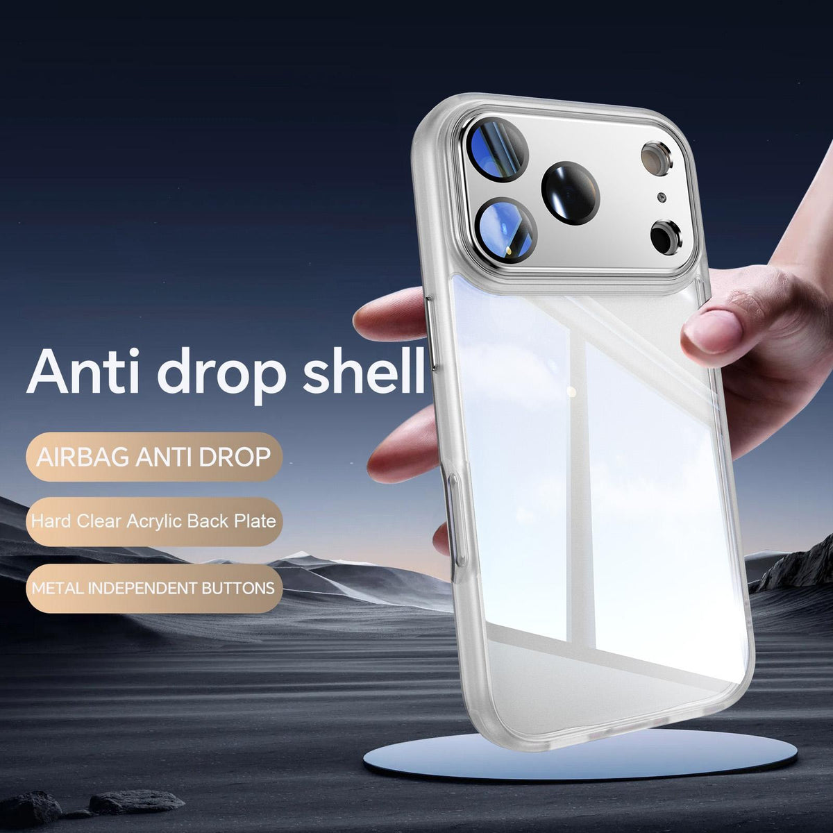 Compatible with iPhone 18 Pro Max Acrylic Dual-Layer TPU Armor Shockproof Phone Case - Transparent