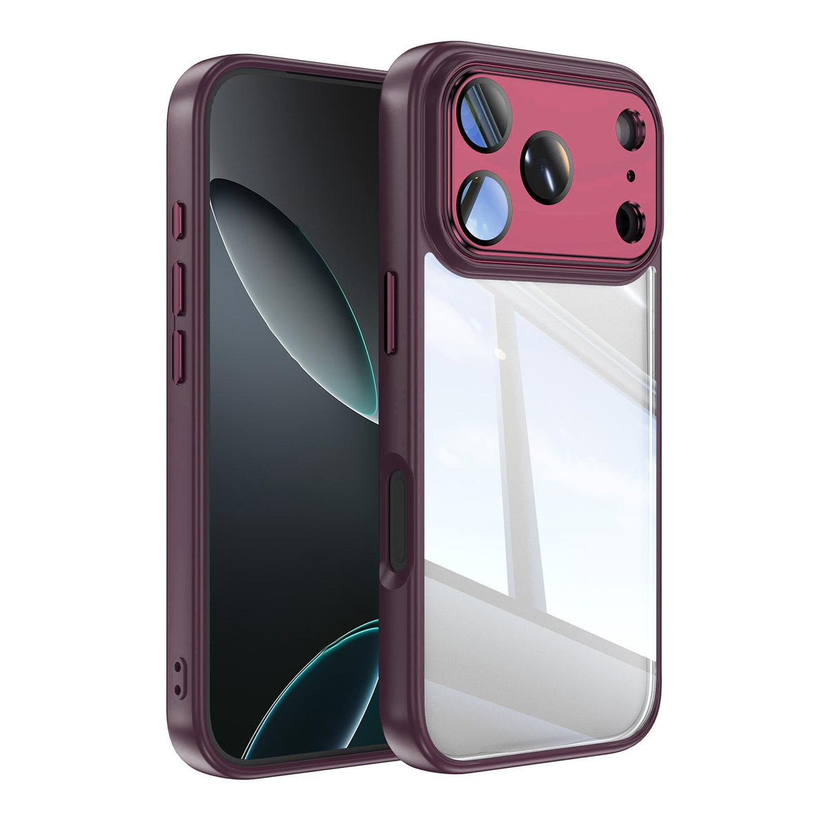 Compatible with iPhone 18 Pro Max Acrylic Dual-Layer TPU Armor Shockproof Phone Case - Dark Cherry