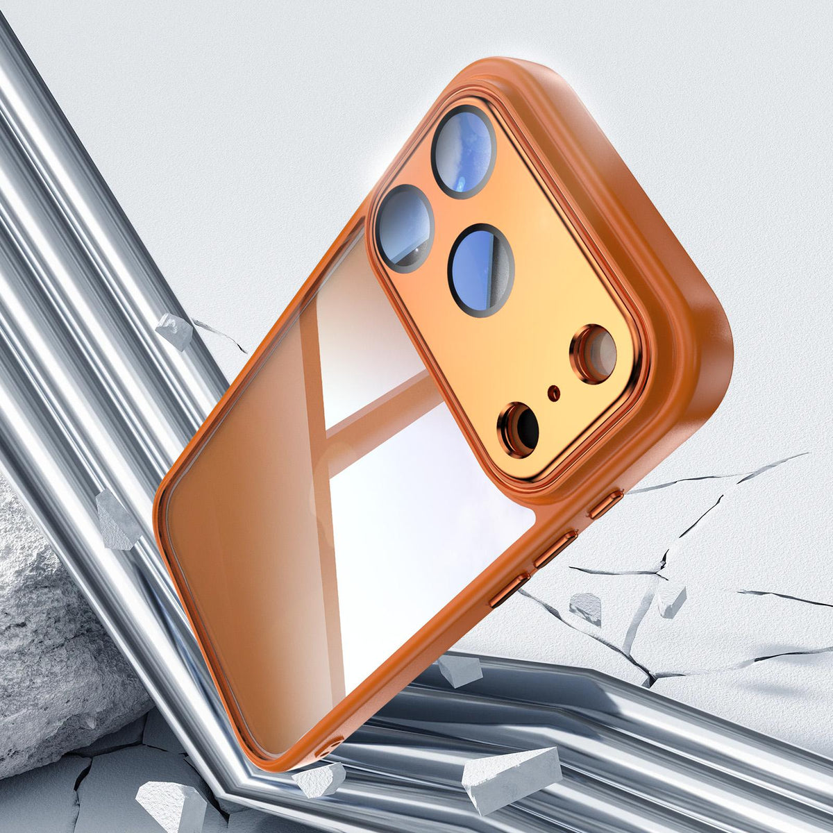 Compatible with iPhone 18 Pro Acrylic Dual-Layer TPU Armor Shockproof Phone Case - Orange
