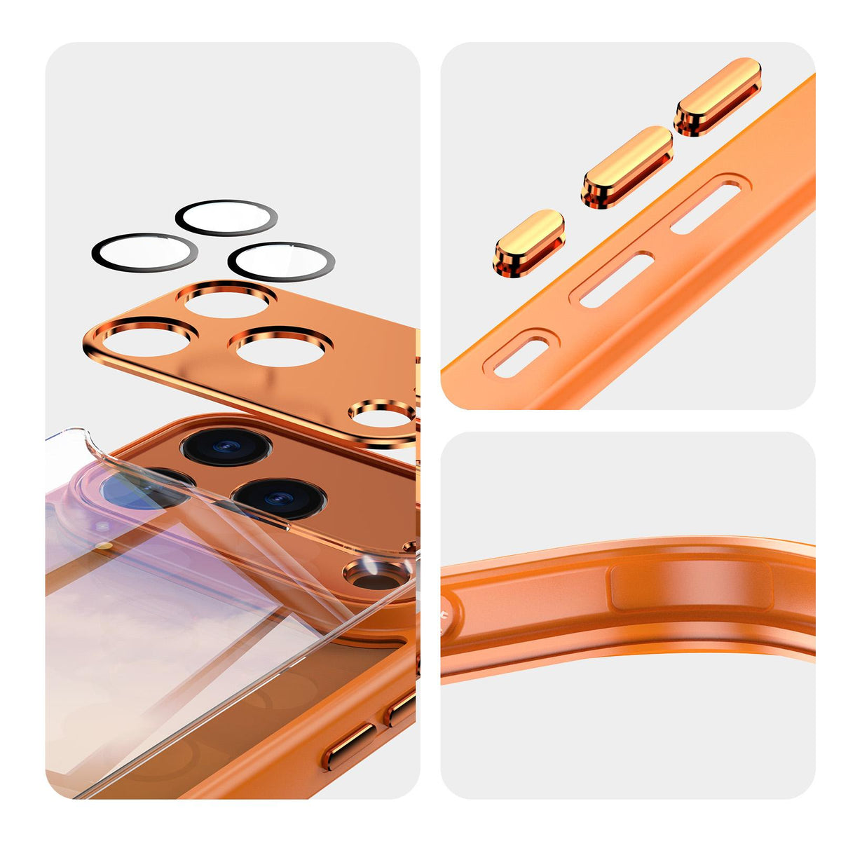 Compatible with iPhone 18 Pro Acrylic Dual-Layer TPU Armor Shockproof Phone Case - Orange