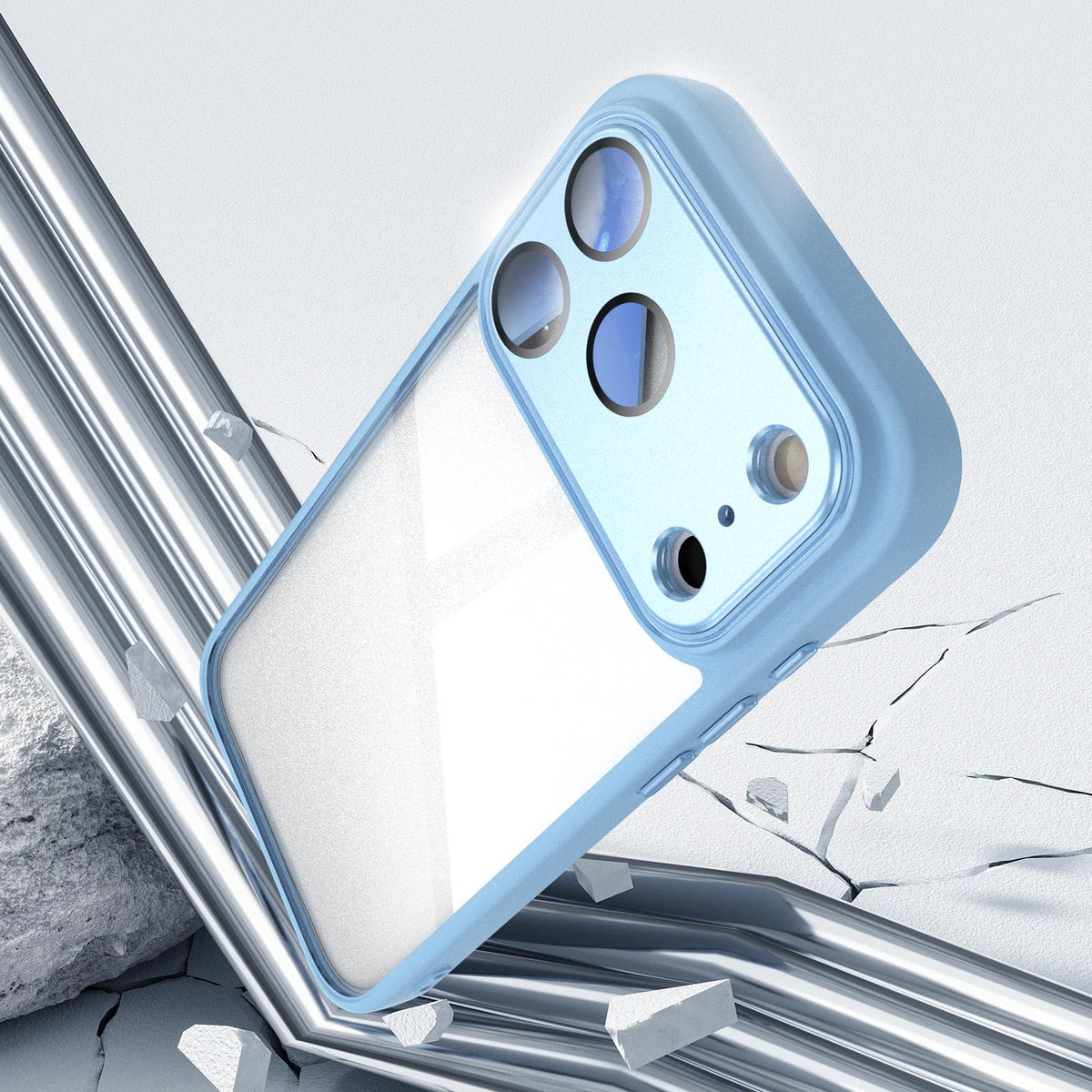Compatible with iPhone 18 Pro Acrylic Dual-Layer TPU Armor Shockproof Phone Case - Sky Blue