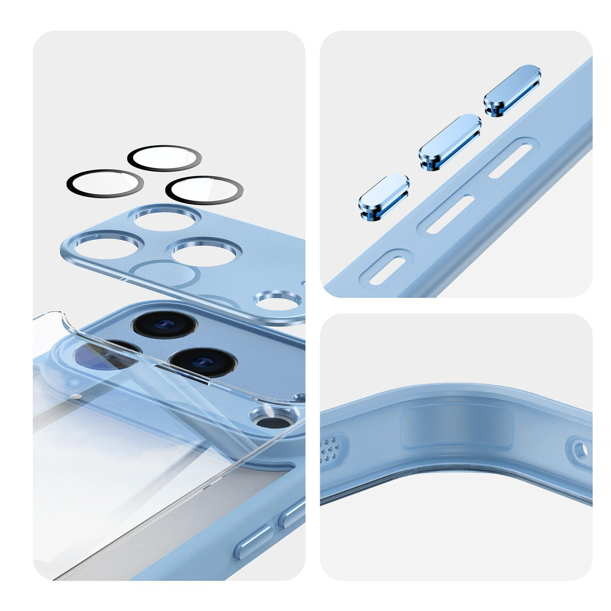 Compatible with iPhone 18 Pro Acrylic Dual-Layer TPU Armor Shockproof Phone Case - Sky Blue