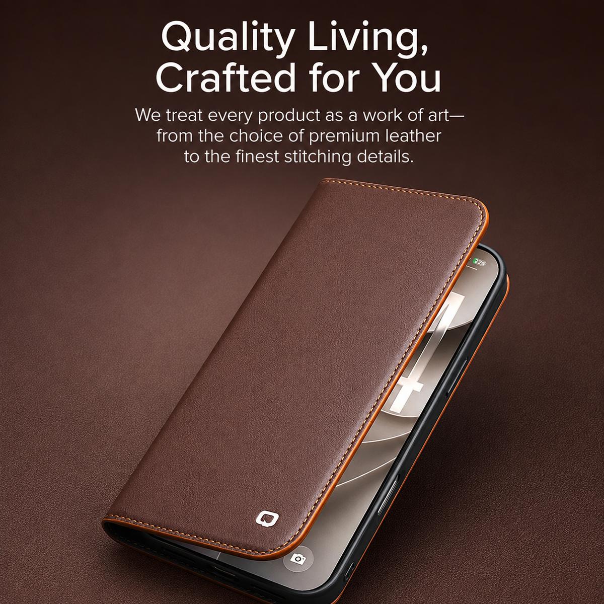 Compatible with iPhone 18 Pro Max QIALINO Classic Gen2  Leather Phone Case - Red