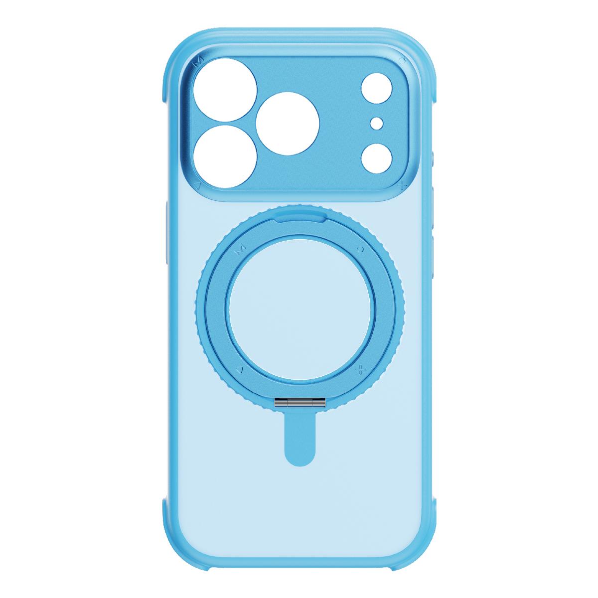 Compatible with iPhone 18 Pro Max MOMAX SOMA Hoop Series Magnetic 360 Rotating Invisible Stand Phone Case - Blue