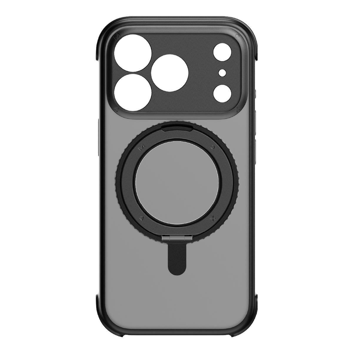 Compatible with iPhone 18 Pro Max MOMAX SOMA Hoop Series Magnetic 360 Rotating Invisible Stand Phone Case - Black