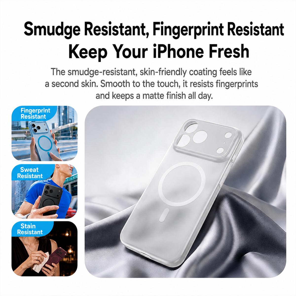 Compatible with iPhone 18 Pro MOMAX SOMA Slim Series Ultra-Thin Skin-Friendly Magnetic Phone Case - Black