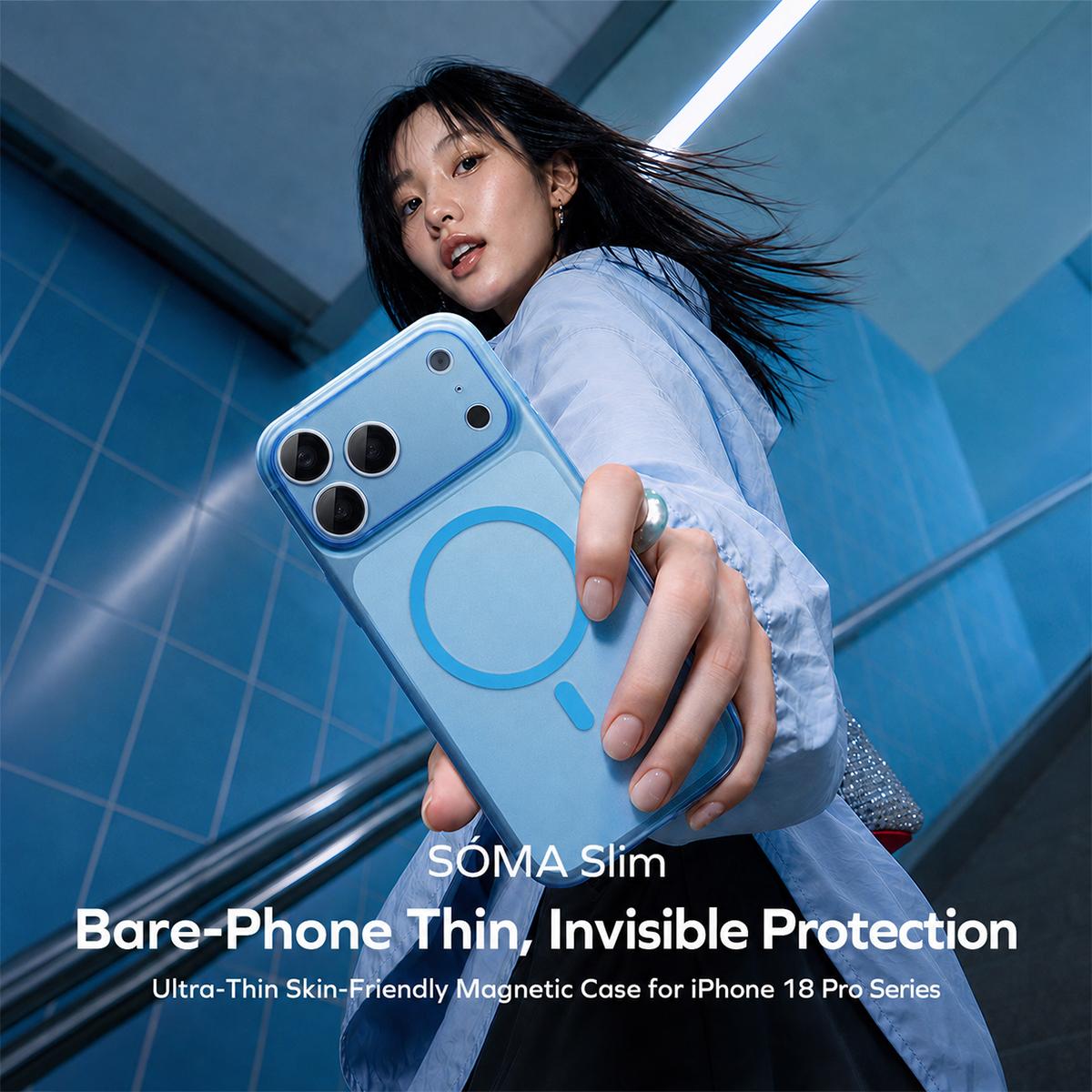 Compatible with iPhone 18 Pro Max MOMAX SOMA Slim Series Ultra-Thin Skin-Friendly Magnetic Phone Case - White