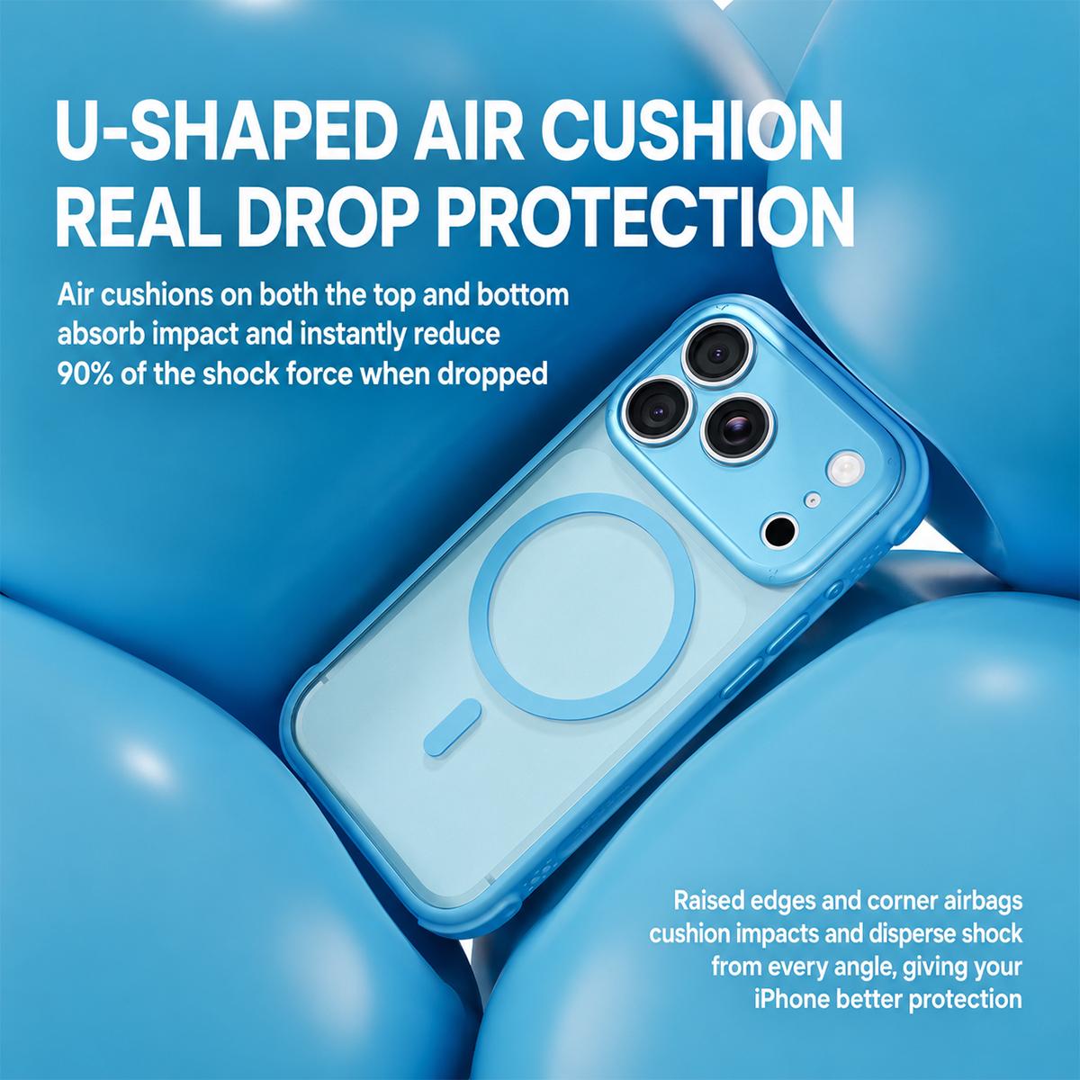 Compatible with iPhone 18 Pro Max MOMAX SOMA Air Series AirBag Skin-Friendly Magnetic Phone Case - Blue