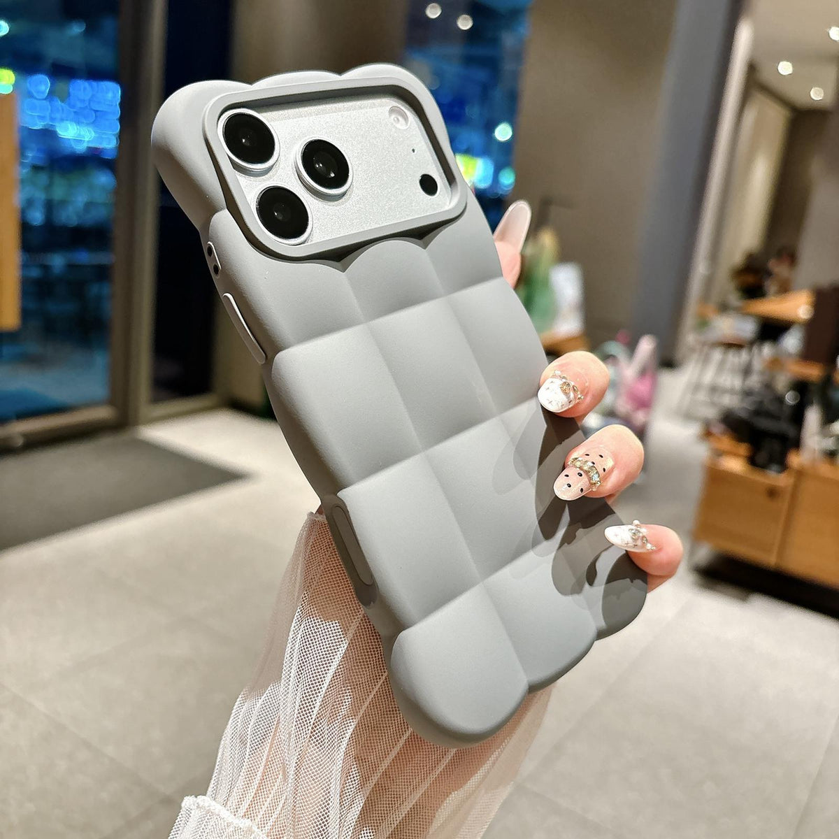Compatible with iPhone 18 Pro Solid Color Cloud Square TPU Phone Case - Grey