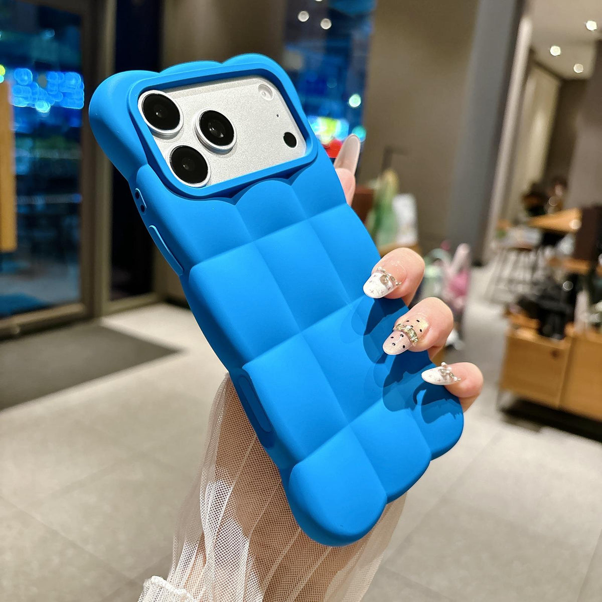 Compatible with iPhone 18 Pro Max Solid Color Cloud Square TPU Phone Case - Blue