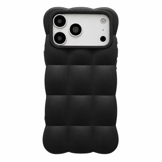 Compatible with iPhone 18 Pro Max Solid Color Cloud Square TPU Phone Case - Black