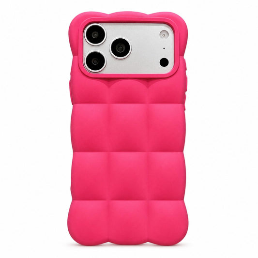 Compatible with iPhone 18 Pro Max Solid Color Cloud Square TPU Phone Case - Rose Red