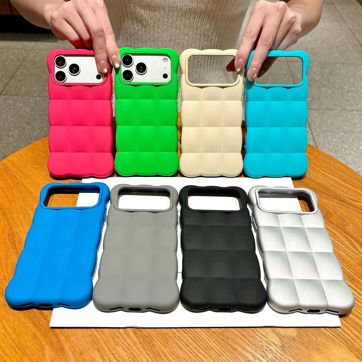 Compatible with iPhone 18 Pro Max Solid Color Cloud Square TPU Phone Case - Rose Red