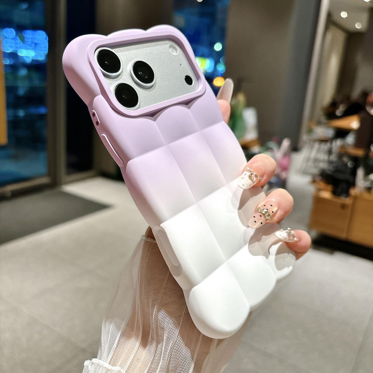 Compatible with iPhone 18 Pro Max Gradient Cloud Square TPU Phone Case - Purple White