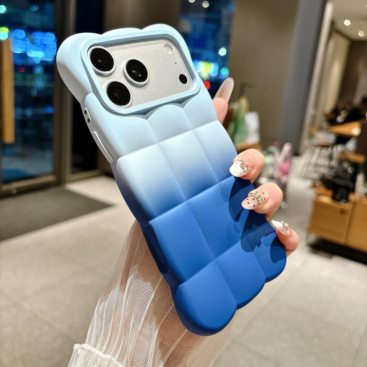 Compatible with iPhone 18 Pro Max Gradient Cloud Square TPU Phone Case - Glaciers Oceans