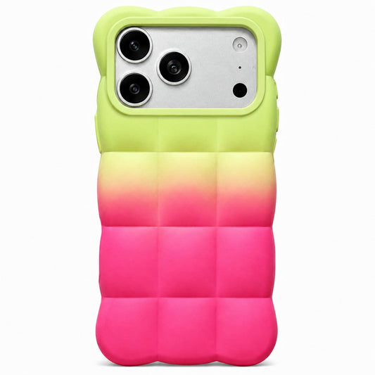 Compatible with iPhone 18 Pro Max Gradient Cloud Square TPU Phone Case - Green Rose Red