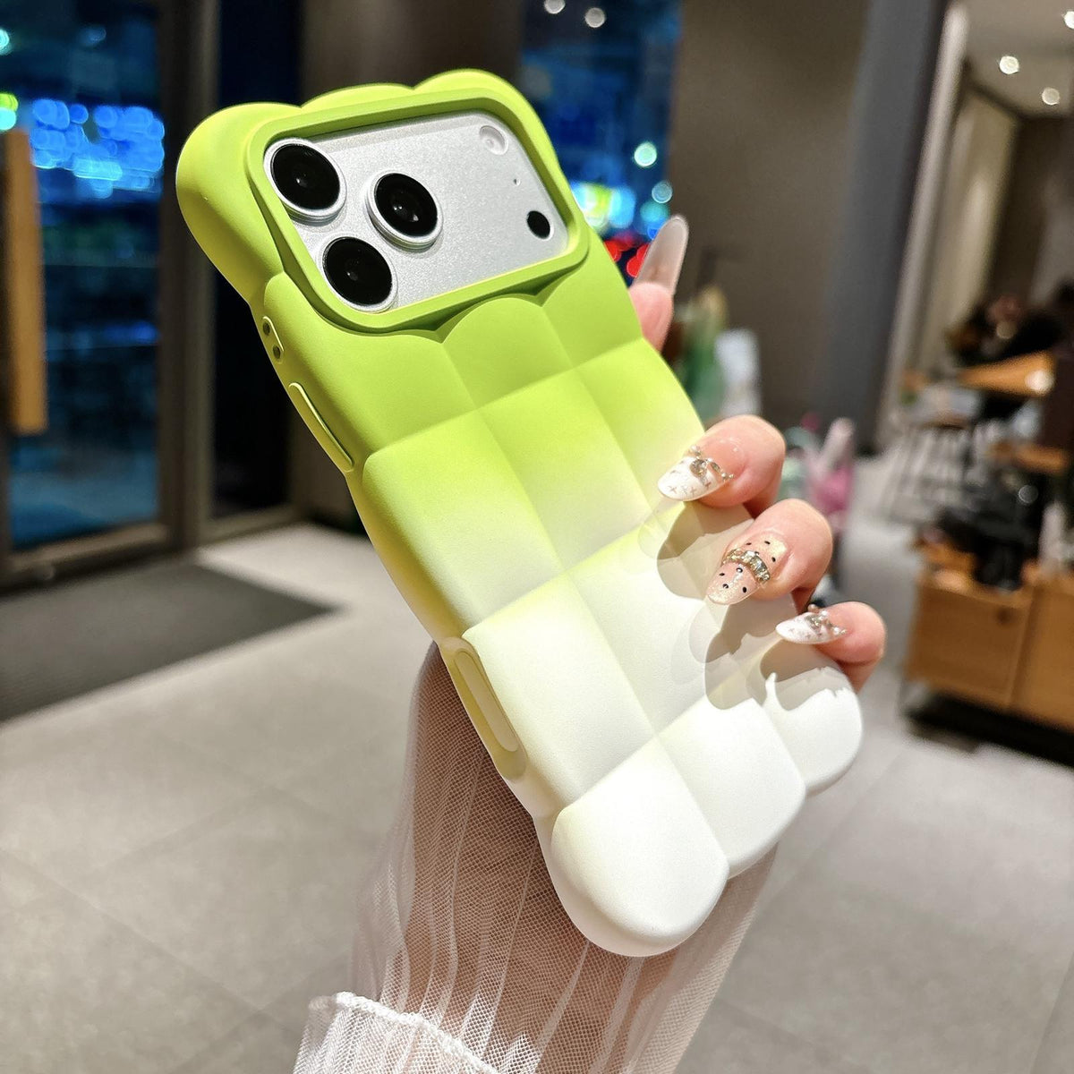 Compatible with iPhone 18 Pro Gradient Cloud Square TPU Phone Case - Green White
