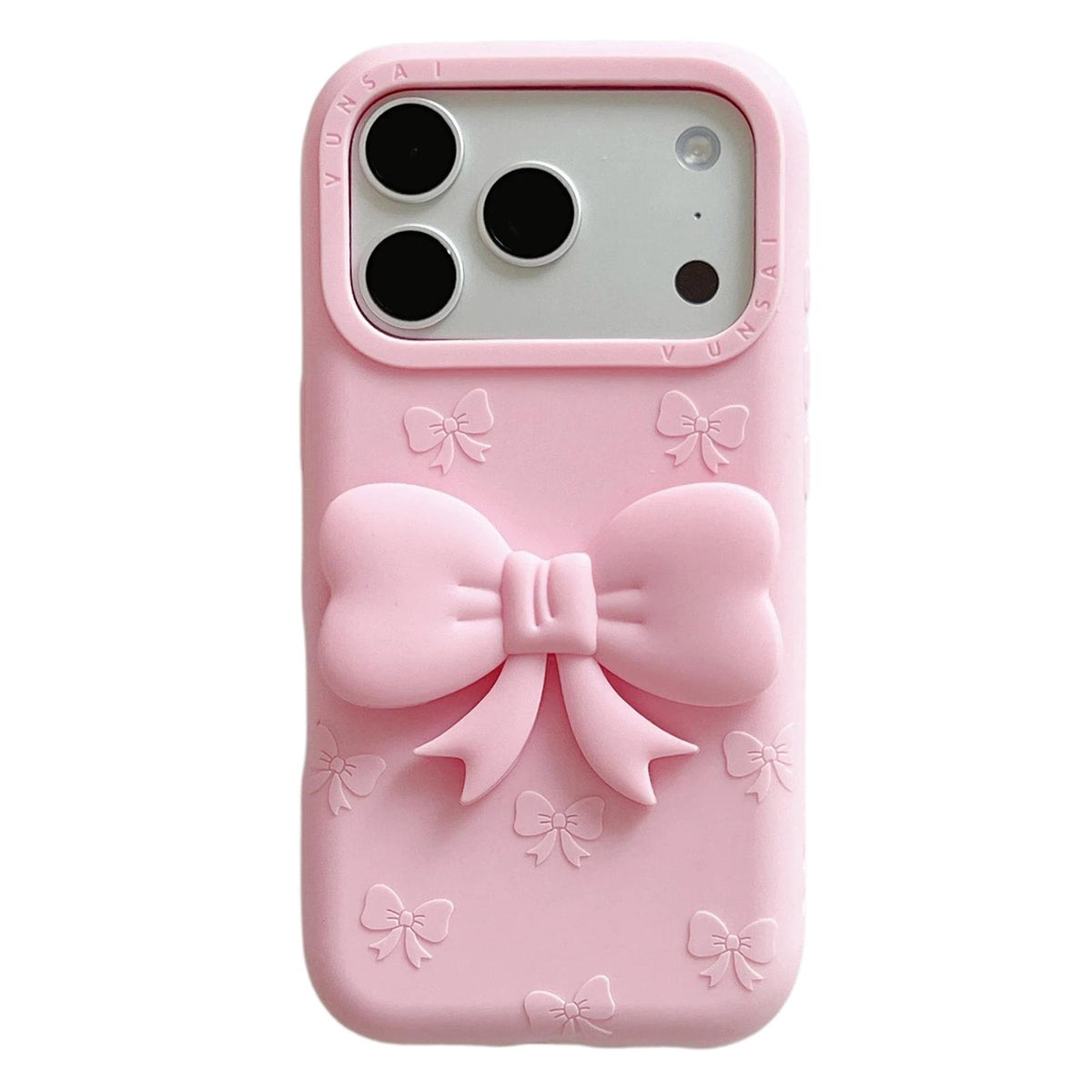 Compatible with iPhone 18 Pro Max Cute 3D Bow Silicone Phone Case - Pink