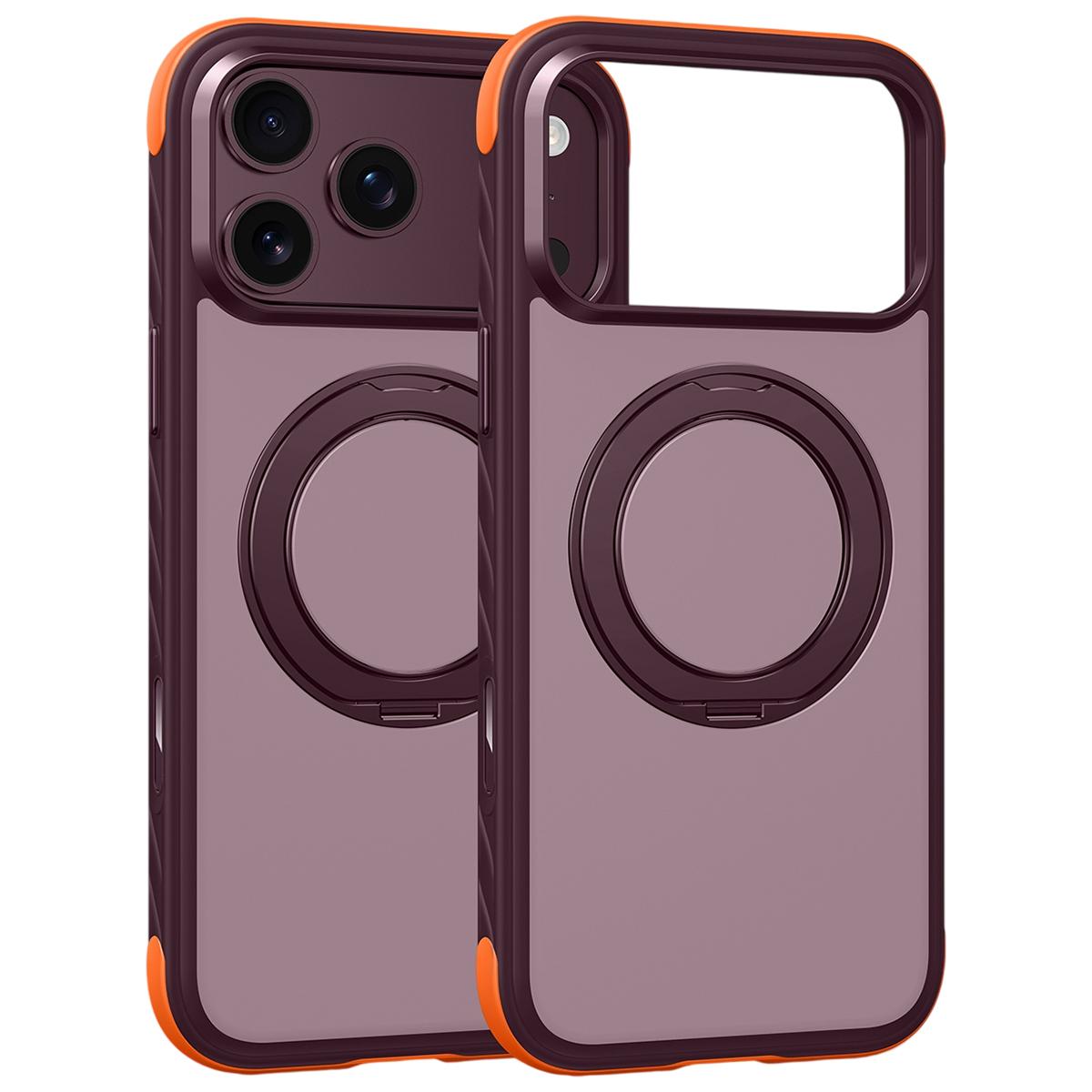 Compatible with iPhone 18 Pro Max Magnetic Shockproof Protective Phone Case with 360 Degree Rotating Holder - Red