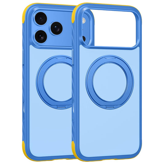 Compatible with iPhone 18 Pro Max Magnetic Shockproof Protective Phone Case with 360 Degree Rotating Holder - Blue