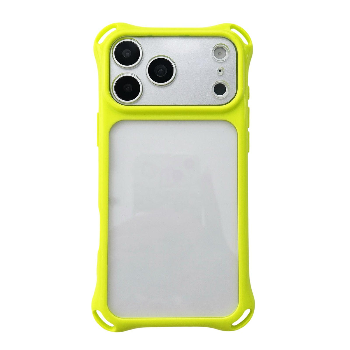 Compatible with iPhone 18 Pro Max Four-corners Lanyard Holes Acrylic Dual-Layer TPU Phone Case - Lemon Green