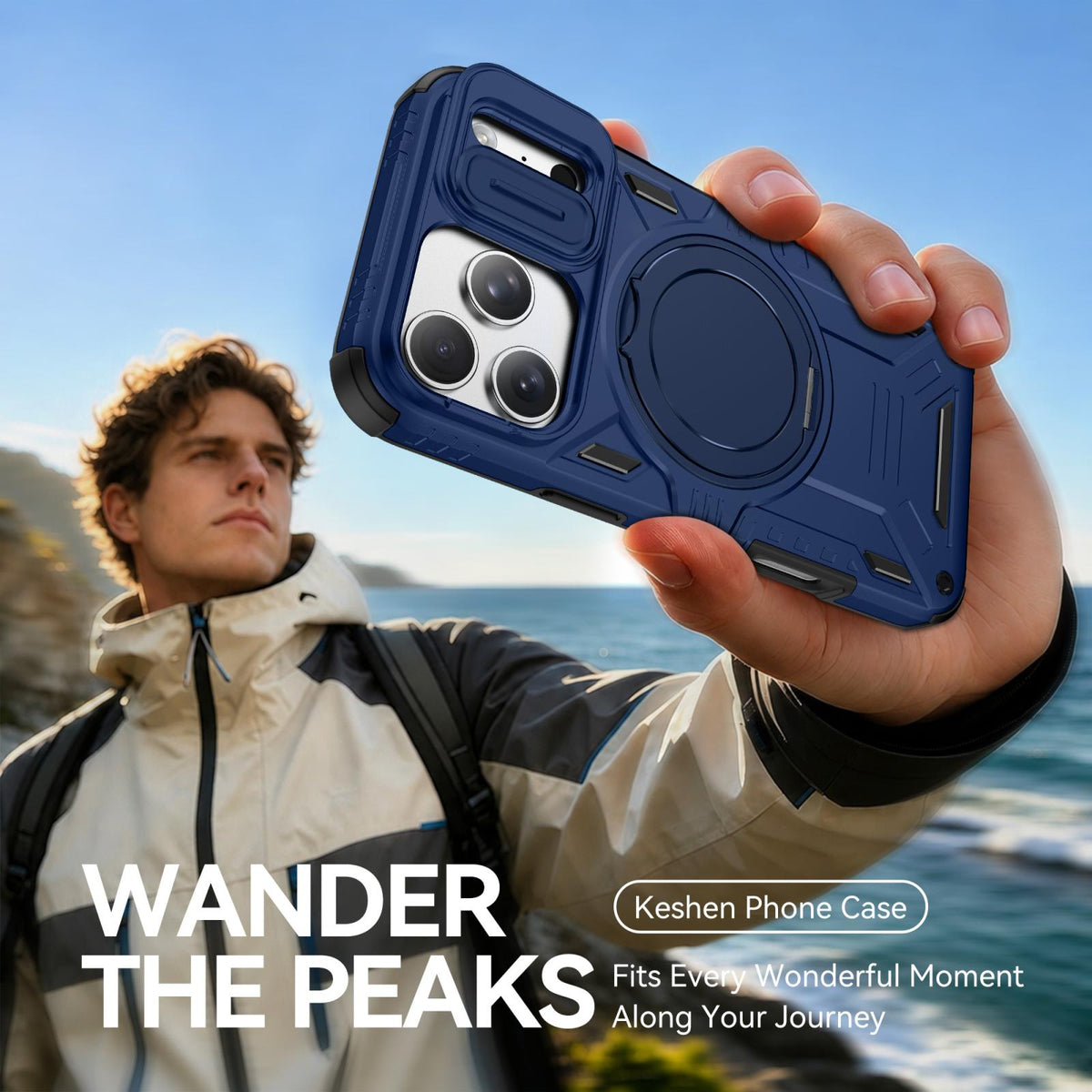 Compatible with iPhone 18 Pro Max Sliding Camshield Magnetic Rotation Holder Phone Case - Silver