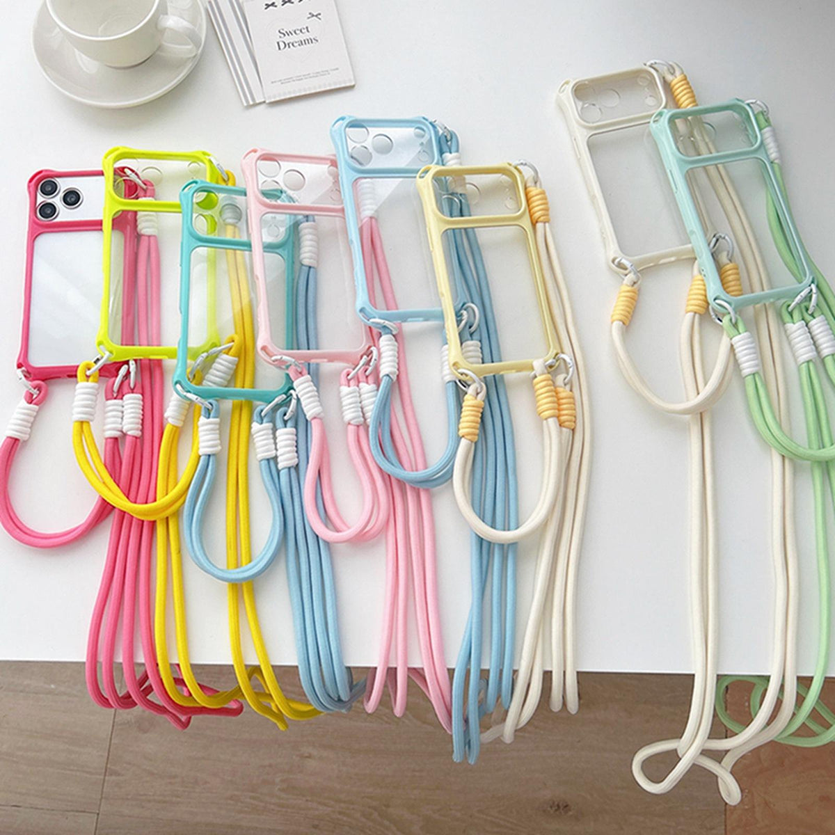Compatible with iPhone 18 Pro Max Four-corners Lanyard Holes Acrylic Dual-Layer TPU Phone Case with Hand Strap - Rose Red