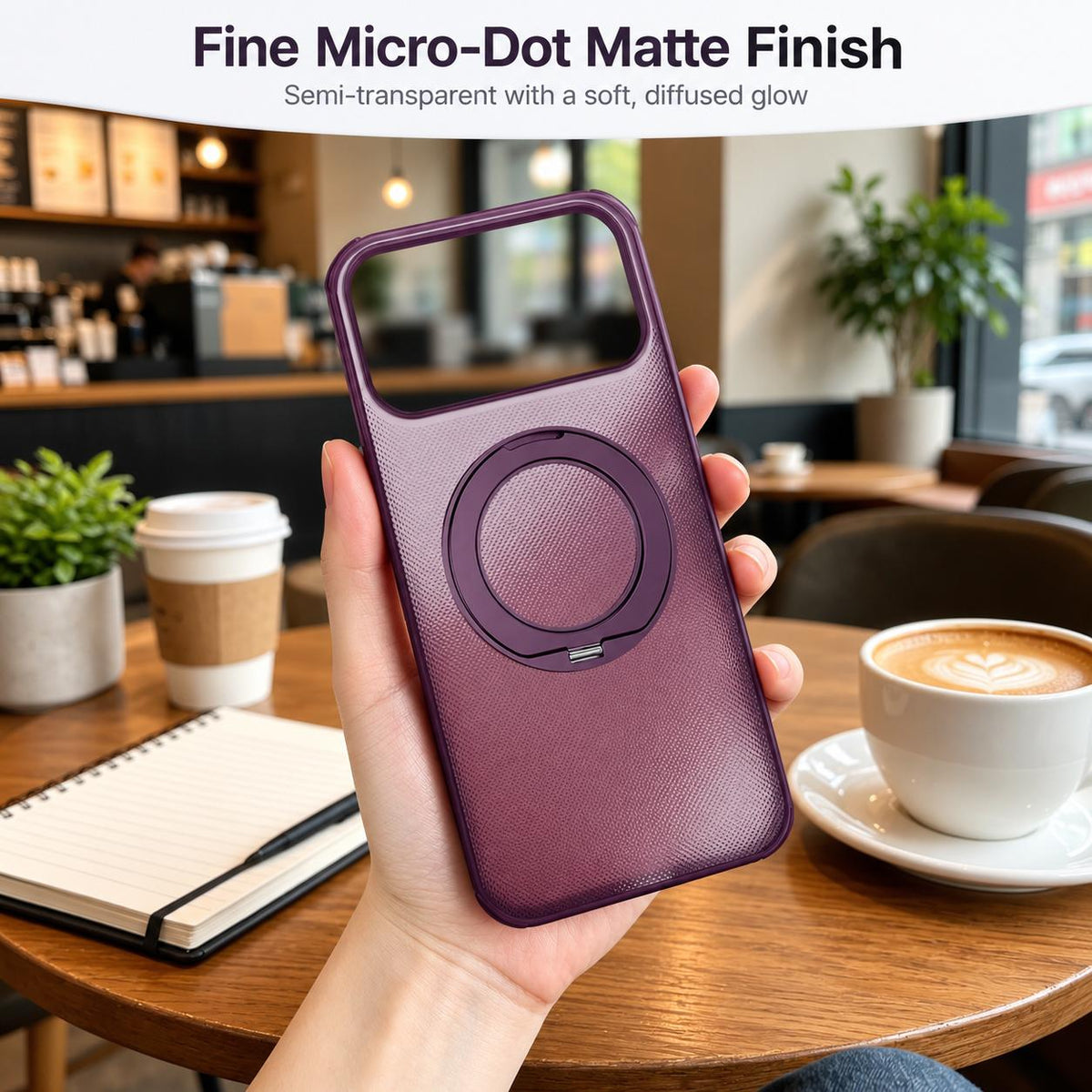 Compatible with iPhone 18 Pro Max Dots Skin Feel Magnetic Phone Case with 360 Rotating Holder - Pink