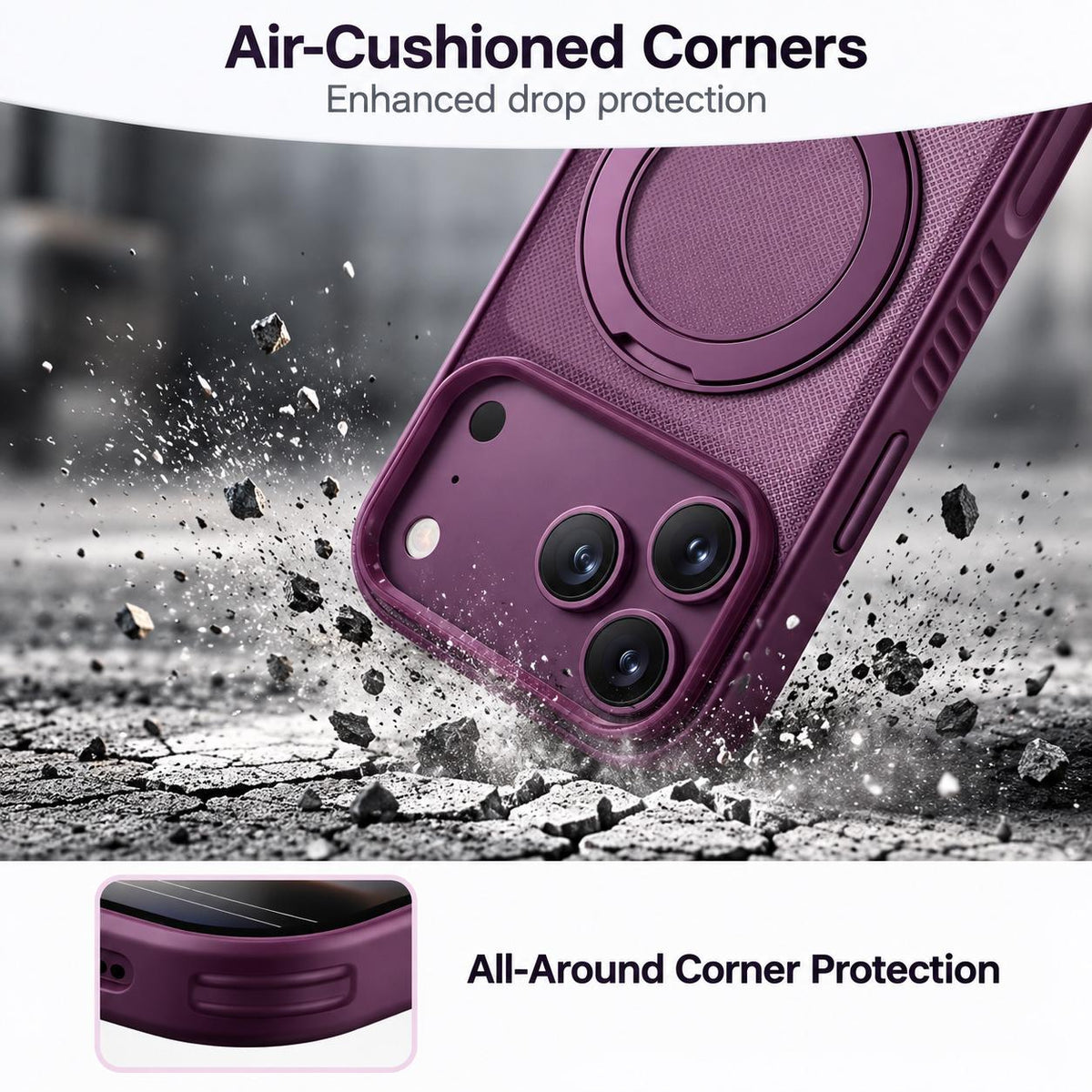 Compatible with iPhone 18 Pro Max Dots Skin Feel Magnetic Phone Case with 360 Rotating Holder - Pink