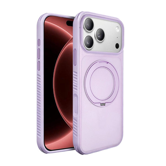 Compatible with iPhone 18 Pro Max Dots Skin Feel Magnetic Phone Case with 360 Rotating Holder - Light Purple
