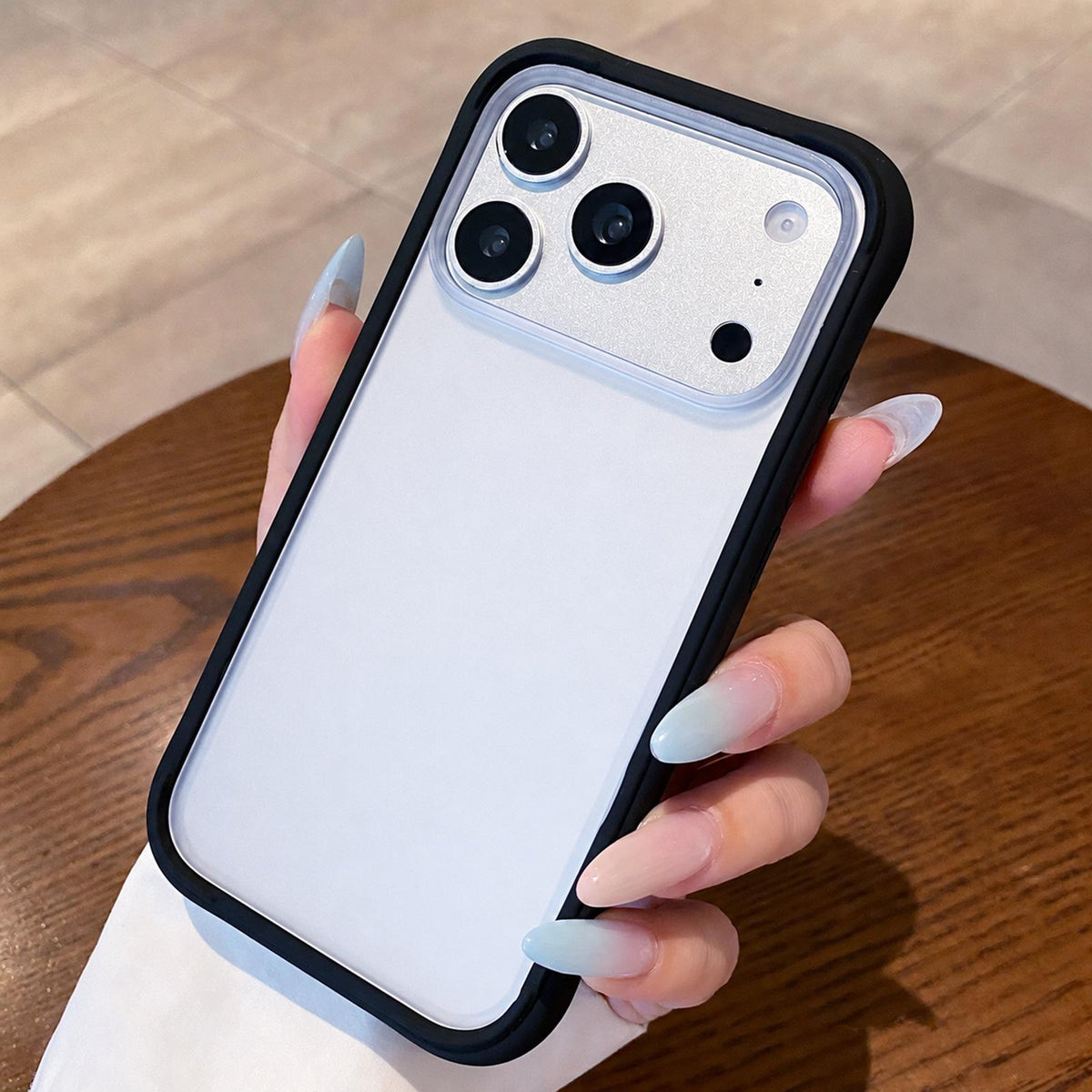 Compatible with iPhone 18 Pro Max Silicone Frame Bumper Frosted Back Panel Phone Case - Black