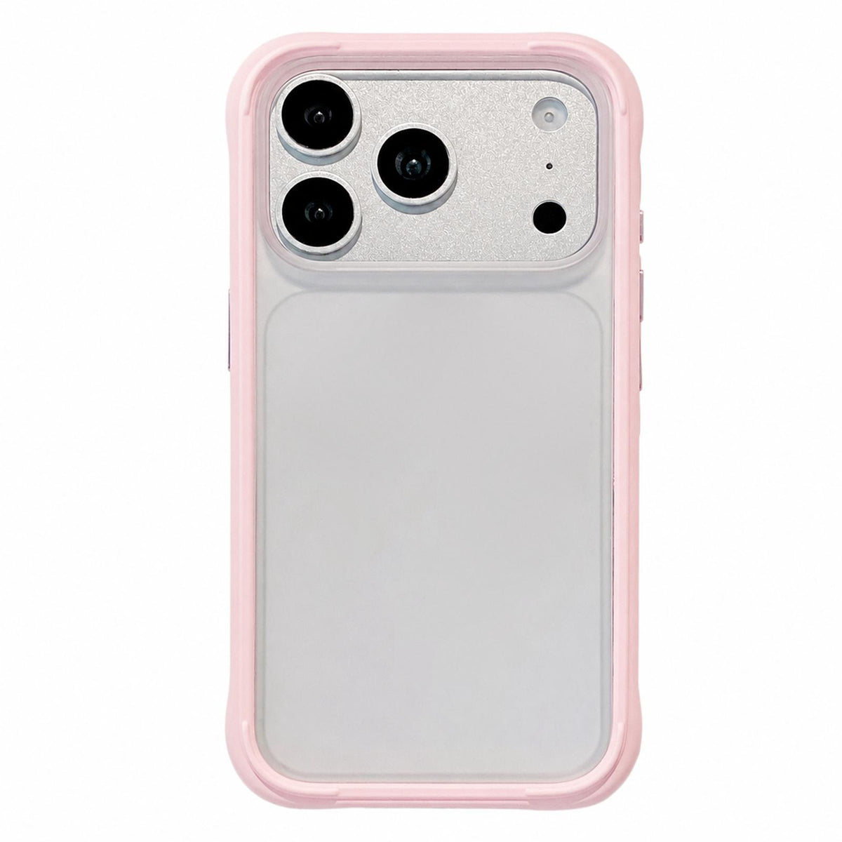 Compatible with iPhone 18 Pro Max Silicone Frame Bumper Frosted Back Panel Phone Case - Grey Pink